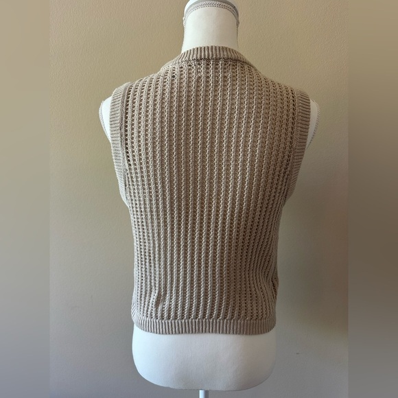 Weekend Los Angeles Girls Cotton Beige Sleeveless Knit Sweater Vest Size Large - Picture 5 of 7